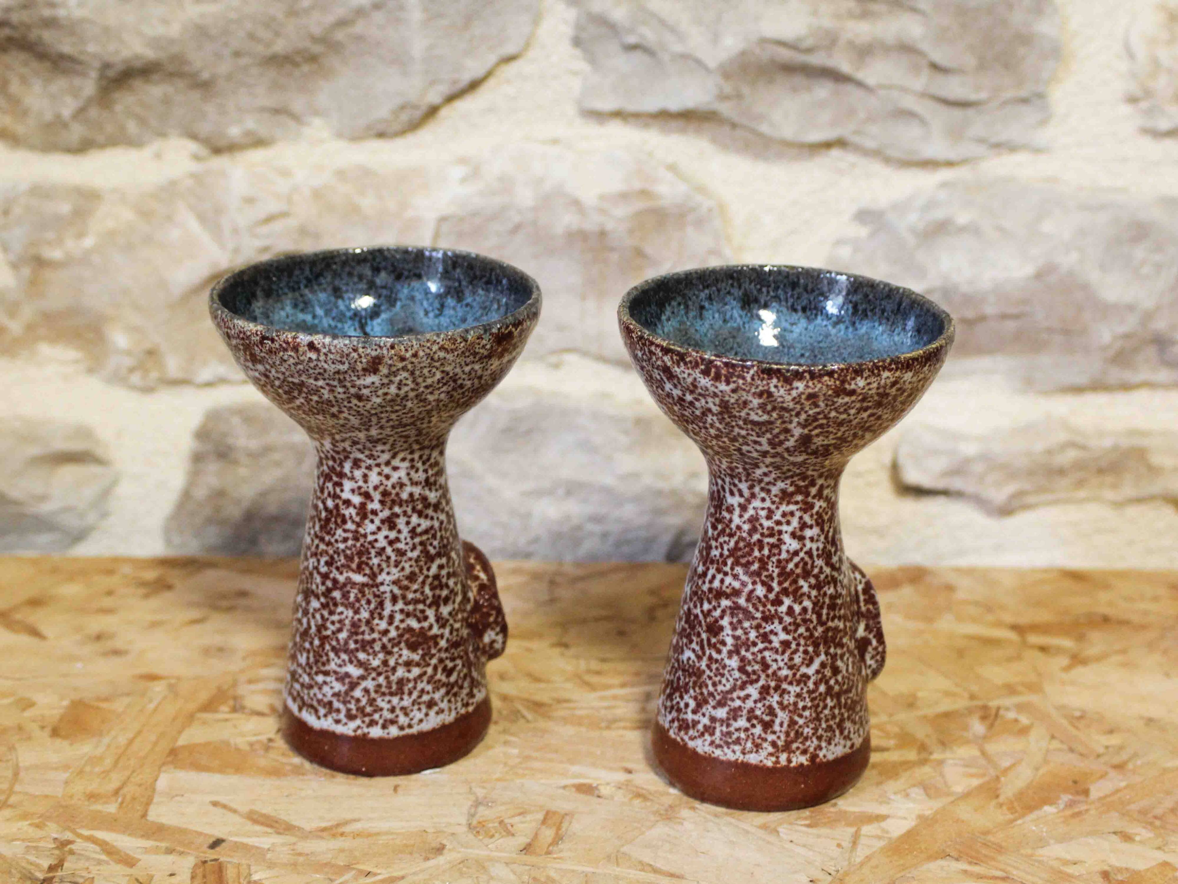 Pair of ceramic candlesticks Paris-Nice 1971