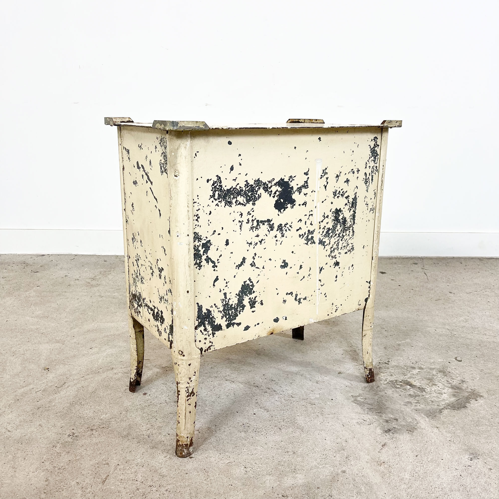 Vintage industrial painted metal nightstand cabinet