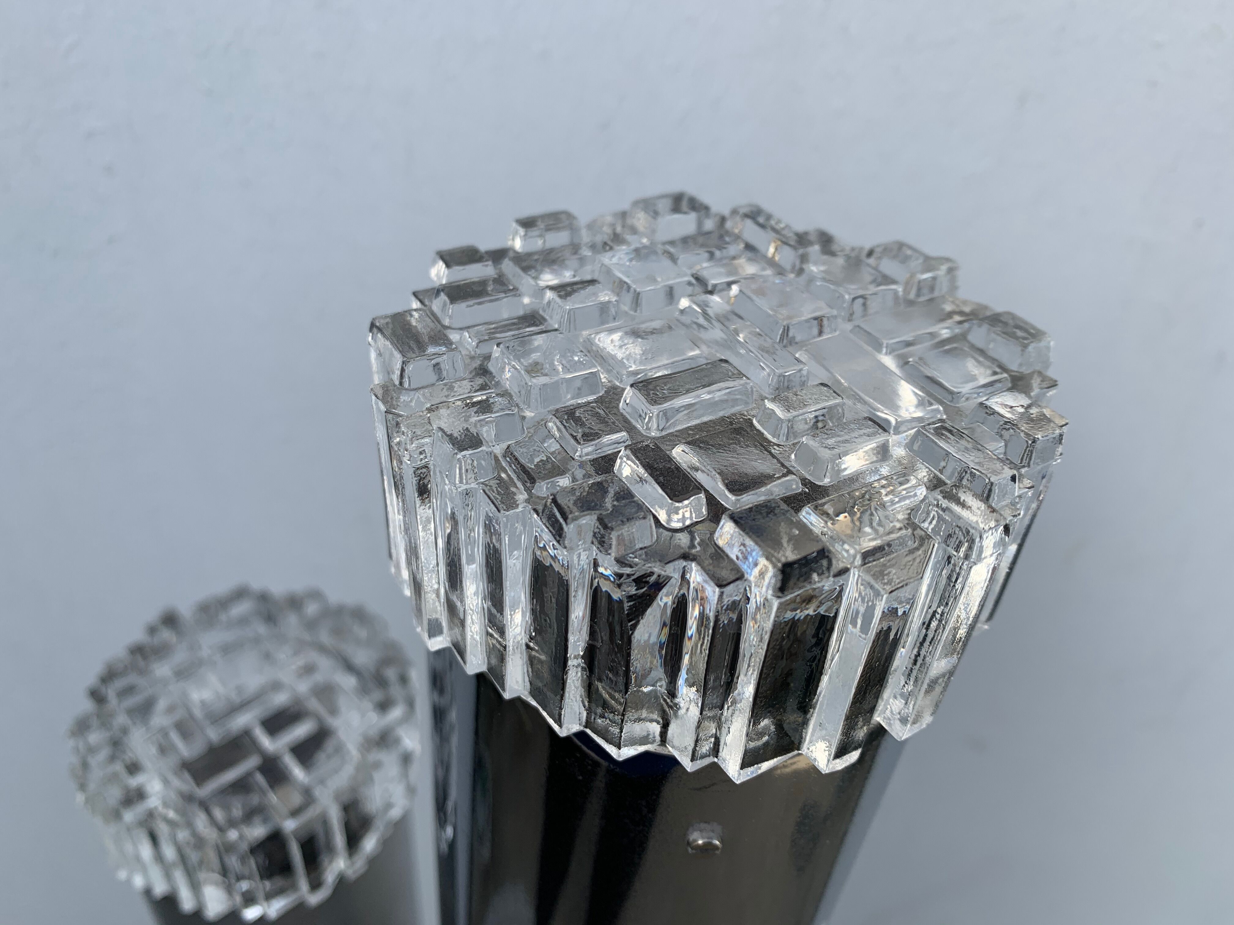 Floor lamp in chrome and glass, 1970