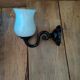 Wall lamp alloy black tulip in white glass Old deco