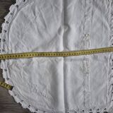 Vintage half-round white embroidered pillow cushion cover – 1960s, mo