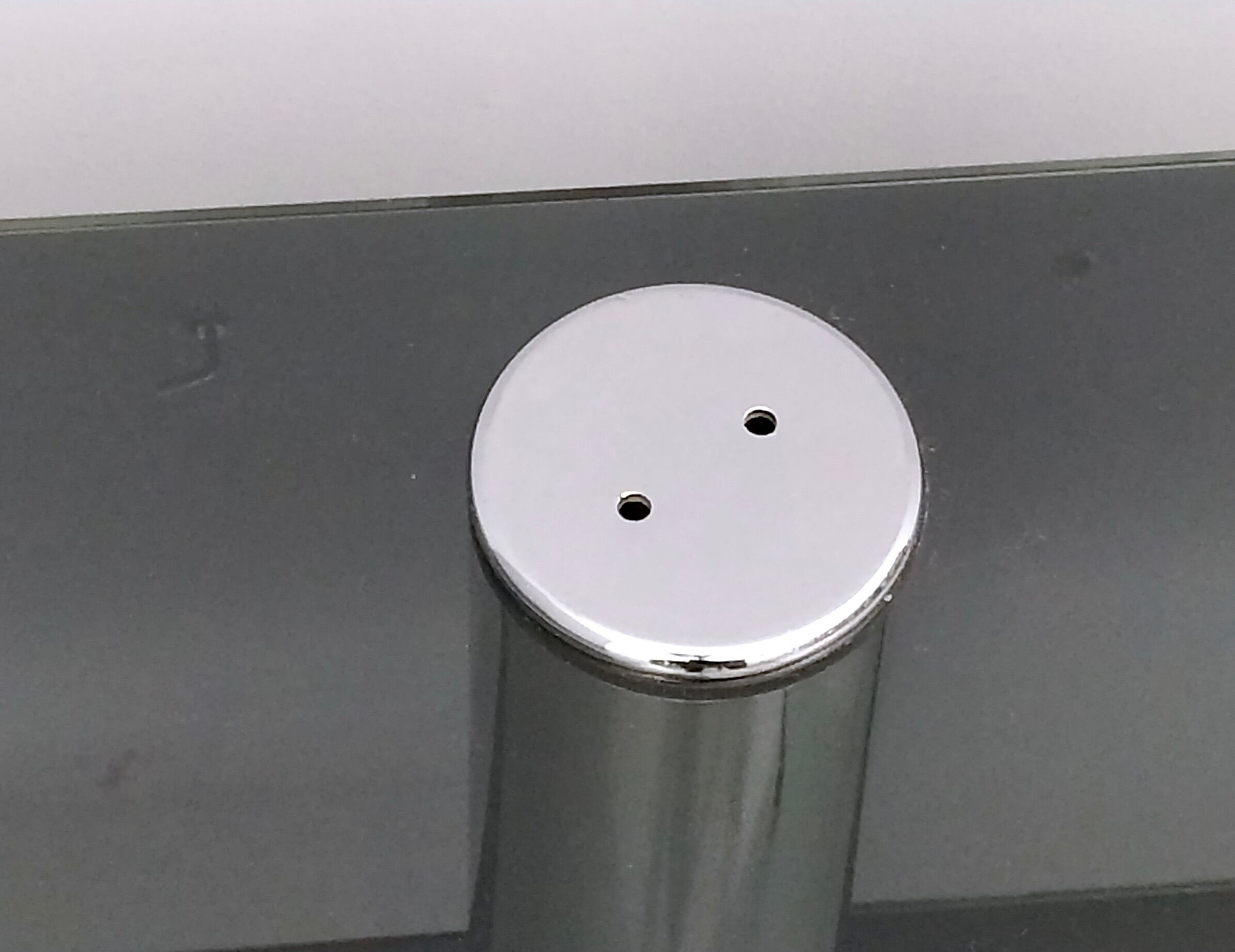 Postmodern Chromed Metal Console Table with Two Smoked Glass Shelves, Italy