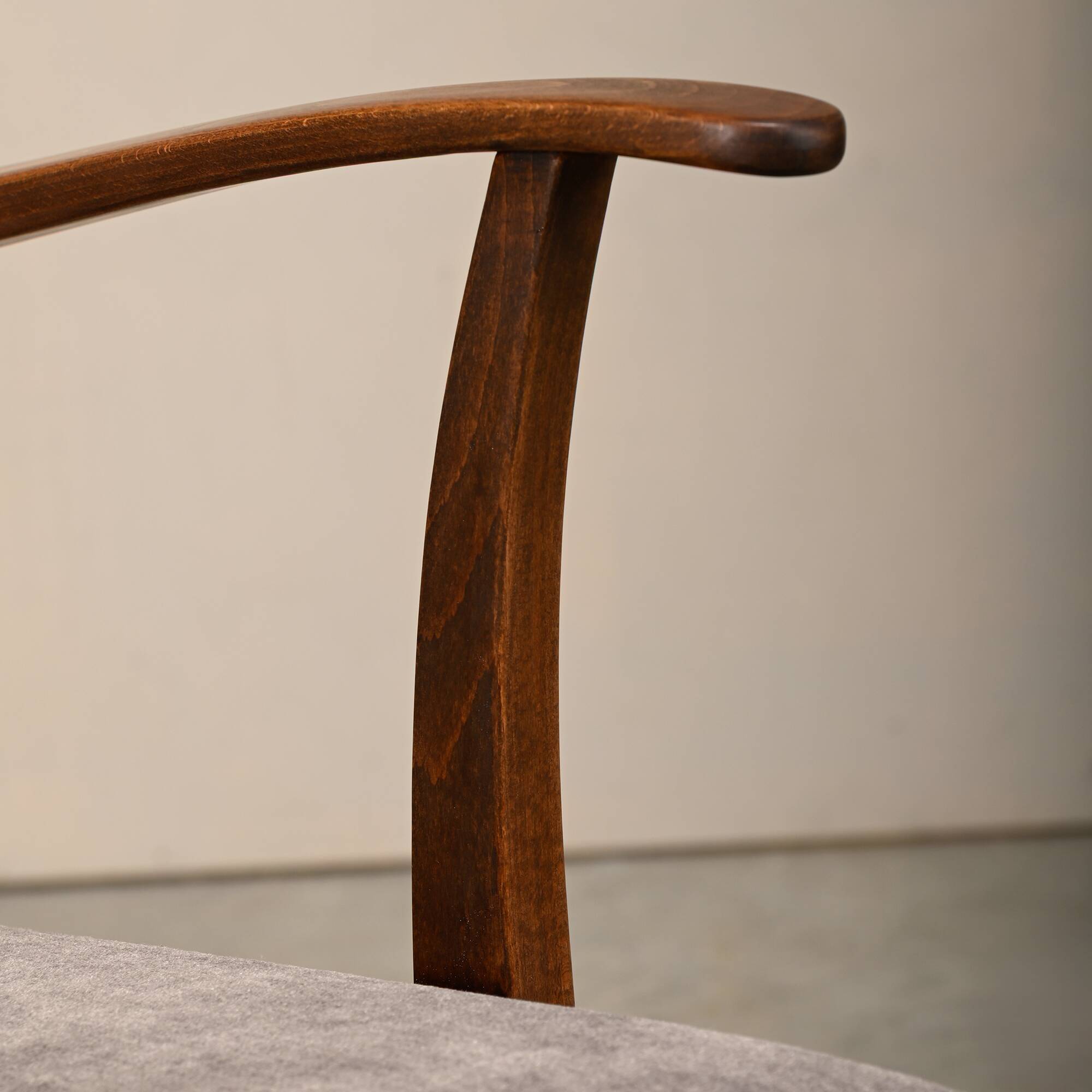Fritz Hansen Armchair in stained beech wood and warm Grey Mohair, 1940s