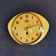 Vintage formica clock silent wall pendulum "FFR Morbier yellow red"