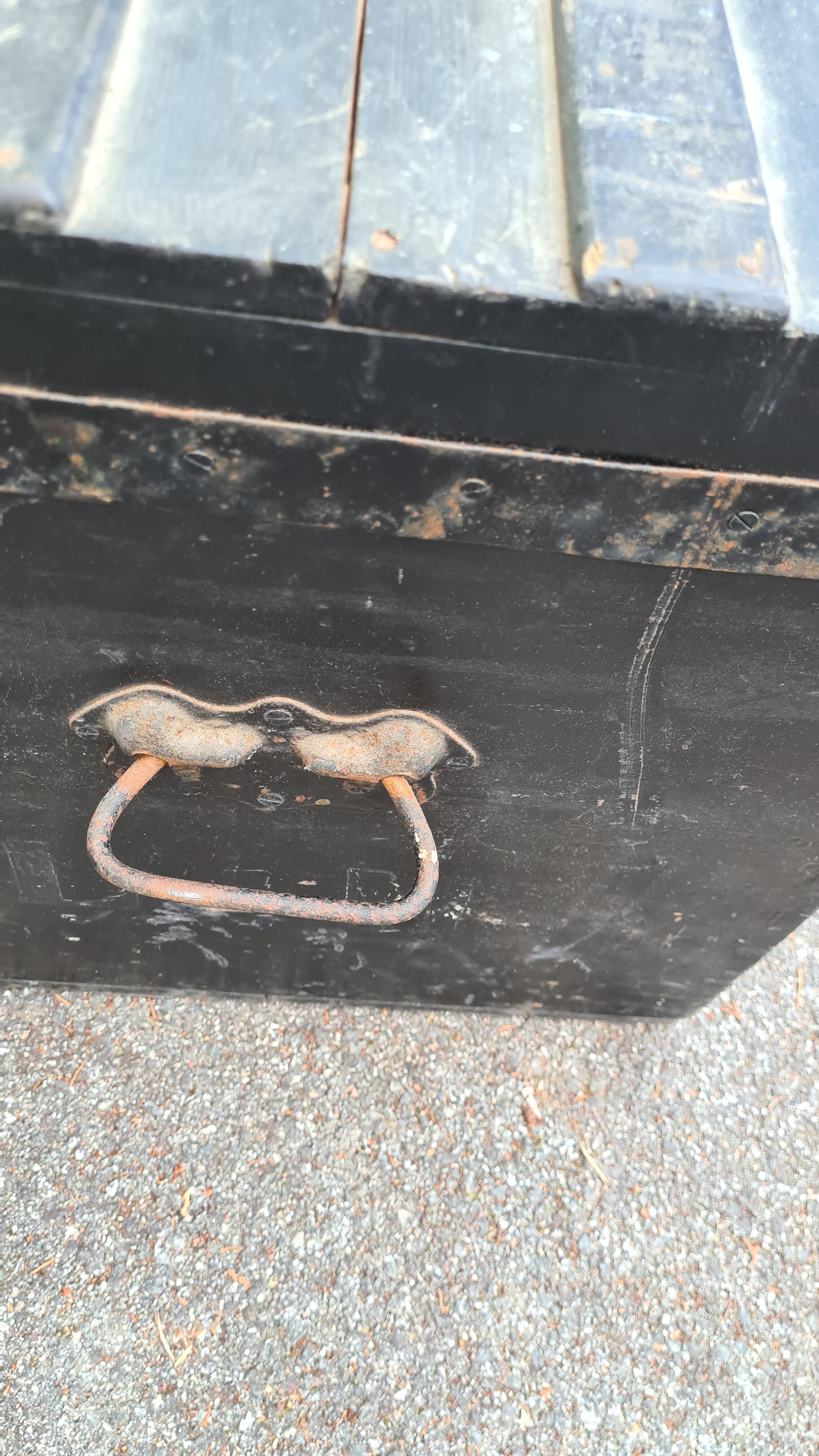Old wooden trunk with interior compartments
