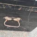 Old wooden trunk with interior compartments