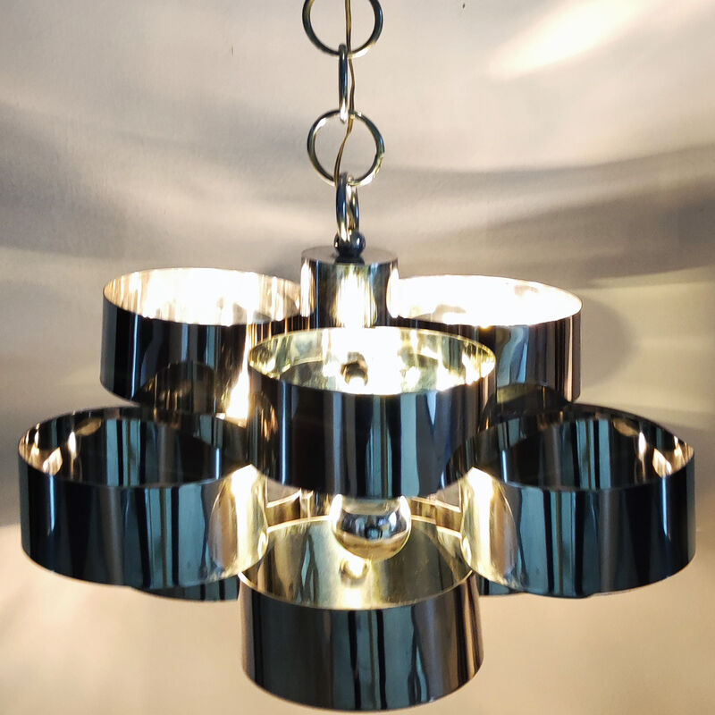 1960s Gorgeous Space Age Pendant Lamp by Sciolari. Made in Italy