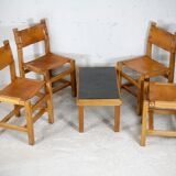 Ensemble de 4 chaises et table basse Maison Regain, France, circa 1970