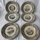 6 assiettes à dessert anciennes Vieillard et Johnston Bordeaux XIXème siècle Médoc et ses châteaux