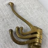 Three-pronged folding brass coat hook