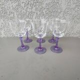 set of 6 purple stemmed crystal wine glasses