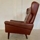 Vintage Danish retro mid-century Svend Skipper caramel brown leather chair