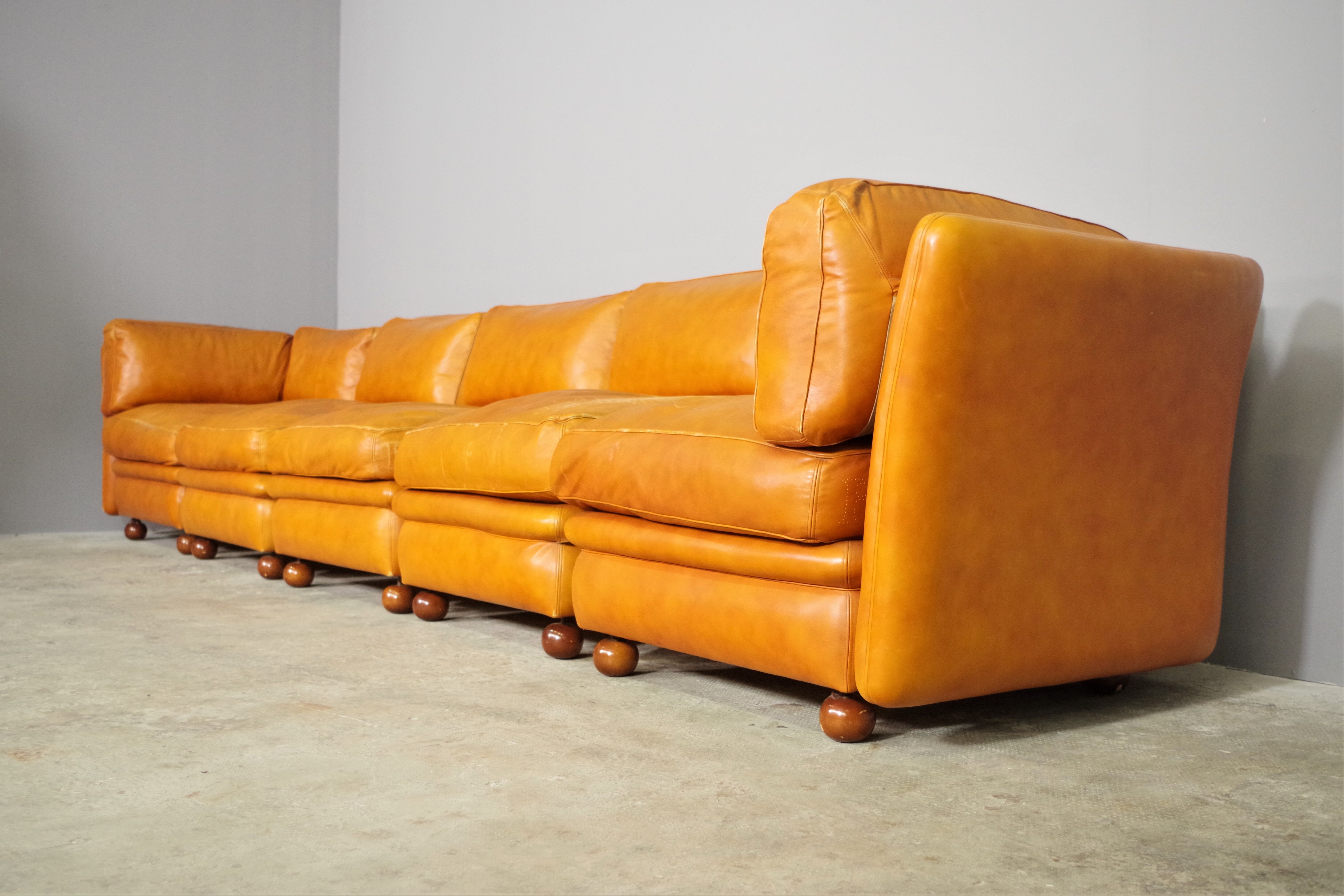 Frau sectional leather sofa from the 70s