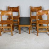 Ensemble de 4 chaises et table basse Maison Regain, France, circa 1970
