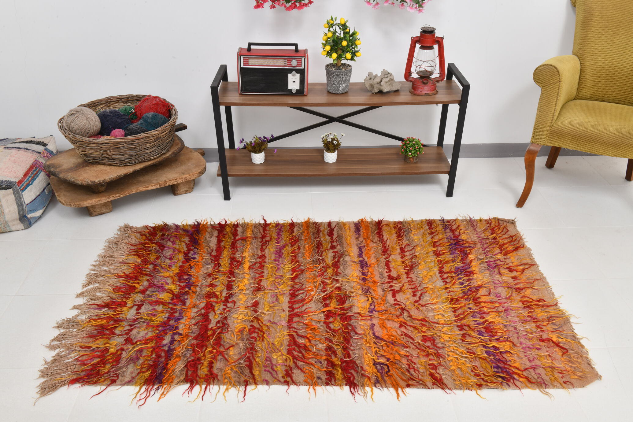 3x6 tulu filikli wool vintage kilim rug,110x175cm