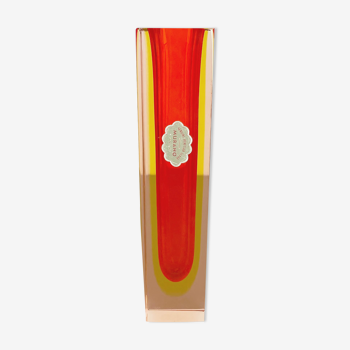 Large Orange Murano Glass Sommerso Vase by Flavio Poli Attributed, Italy 1970s