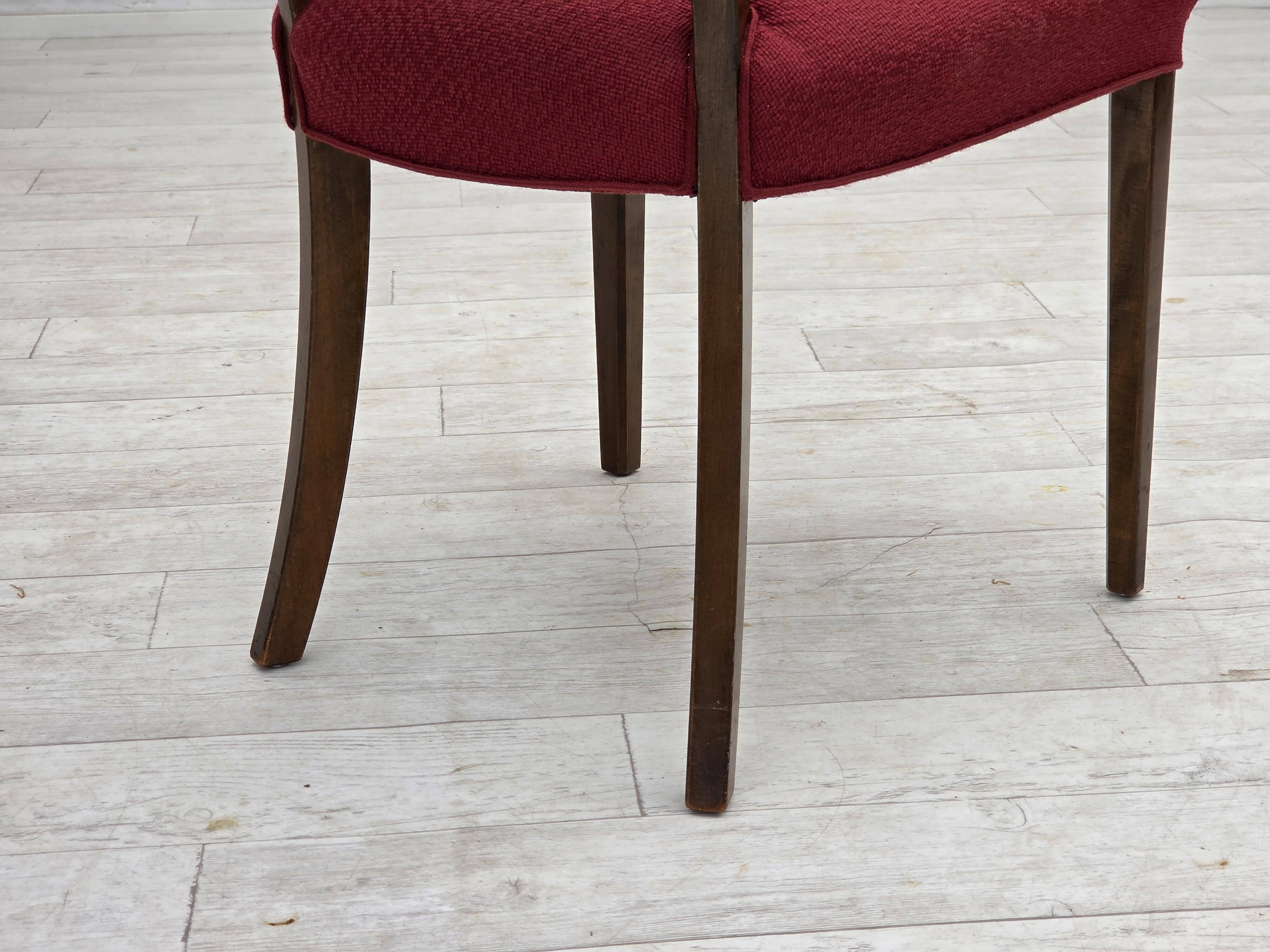 1960s, set of 6 pcs Danish dining chairs by Slagelse Møbelværk, wool.