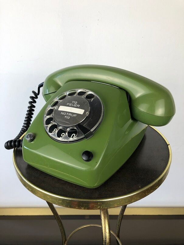 Green phone with vintage dial from the 70s