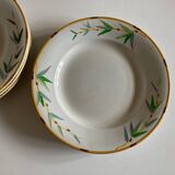 Set of 7 Sarreguemines Bamboo plates 1880 iron earth