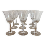 Etched glass stemware, red wine glasses