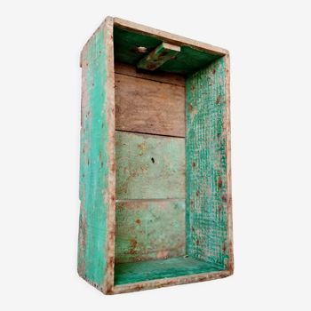 Patinated green wooden box