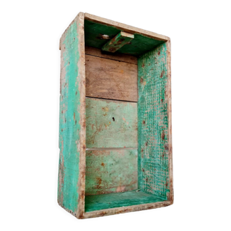 Patinated green wooden box