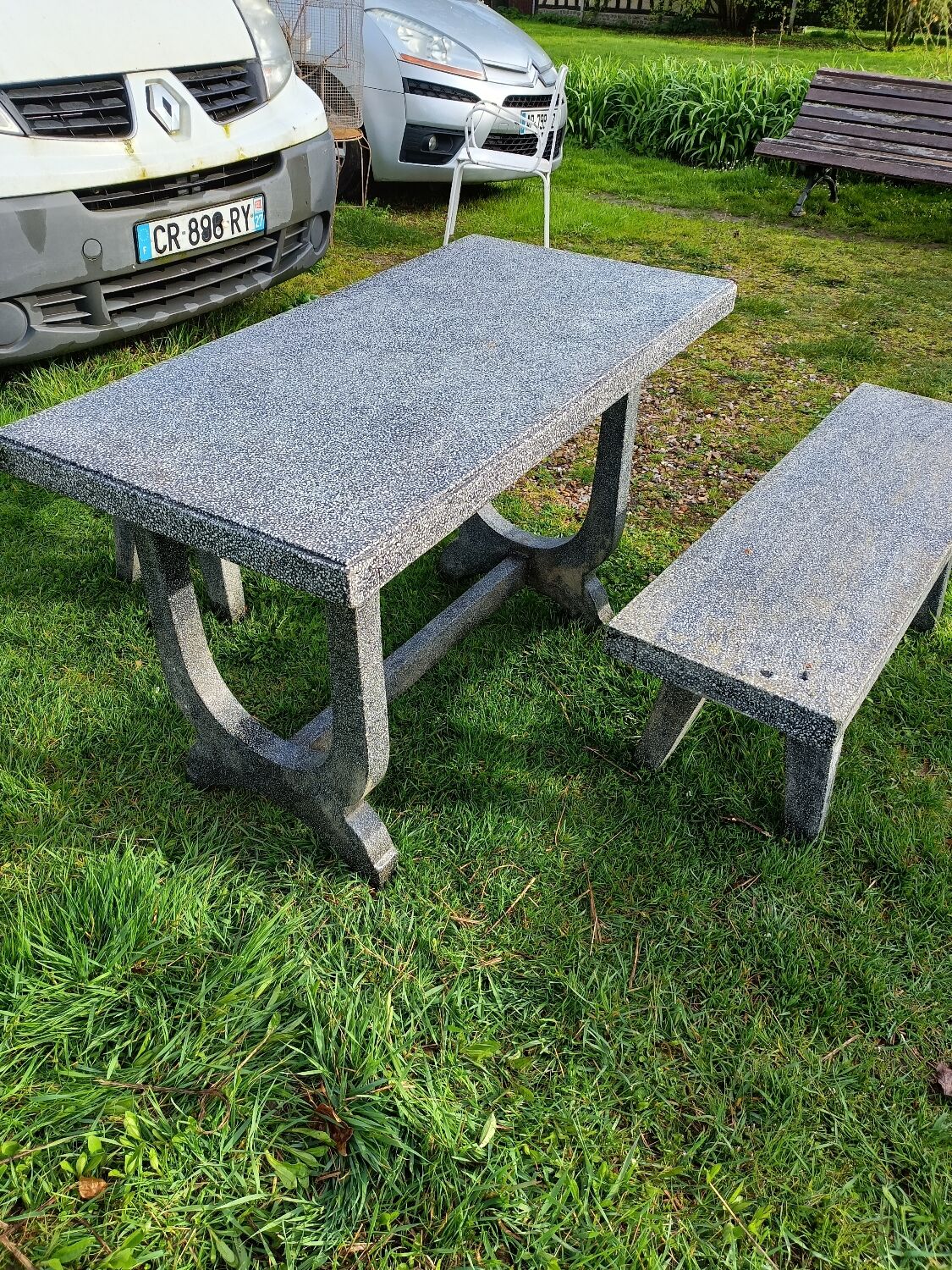 Old garden furniture in vintage stone