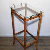 Bamboo console and glass tray 1970s
