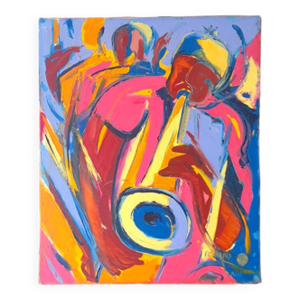 Acrylic on canvas trumpeter A.Ferraris