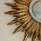 Sun mirror in golden resin 50cm