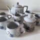 Stoneware tea set with swan decor – Hygge & Lagom spirit