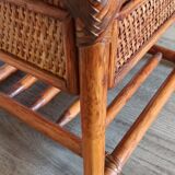 Rattan drawer table, bamboo and braided wicker