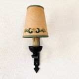 Wrought iron wall light, fabric cable