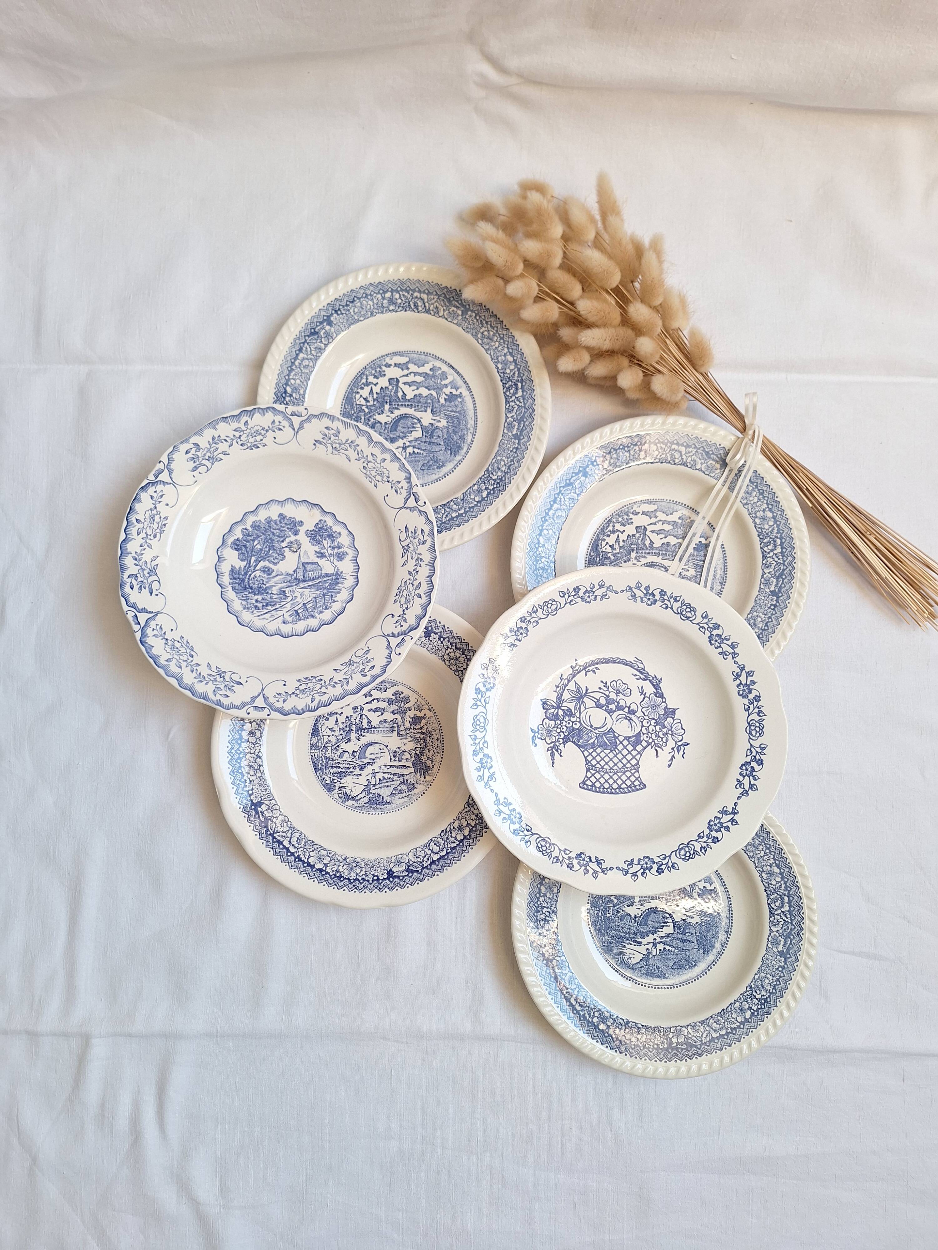 Assiettes creuses bleues paysage