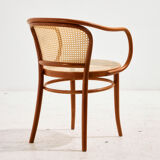Beech and rattan armchair