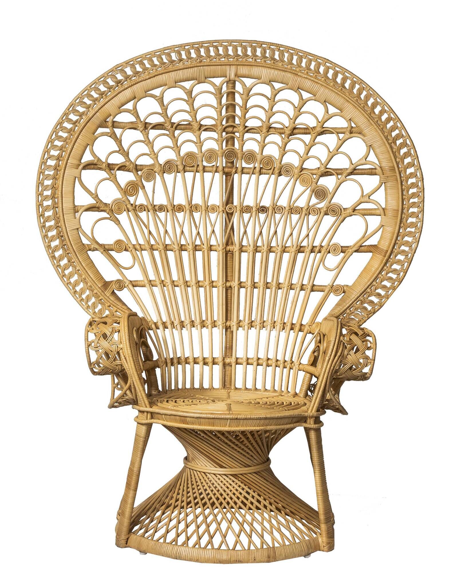 Fauteuil Peacock "style Emmanuelle" en rotin