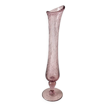 Soliflore en verre bullé rose