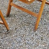 Set of 6 folding chairs in solid beech from the 70s