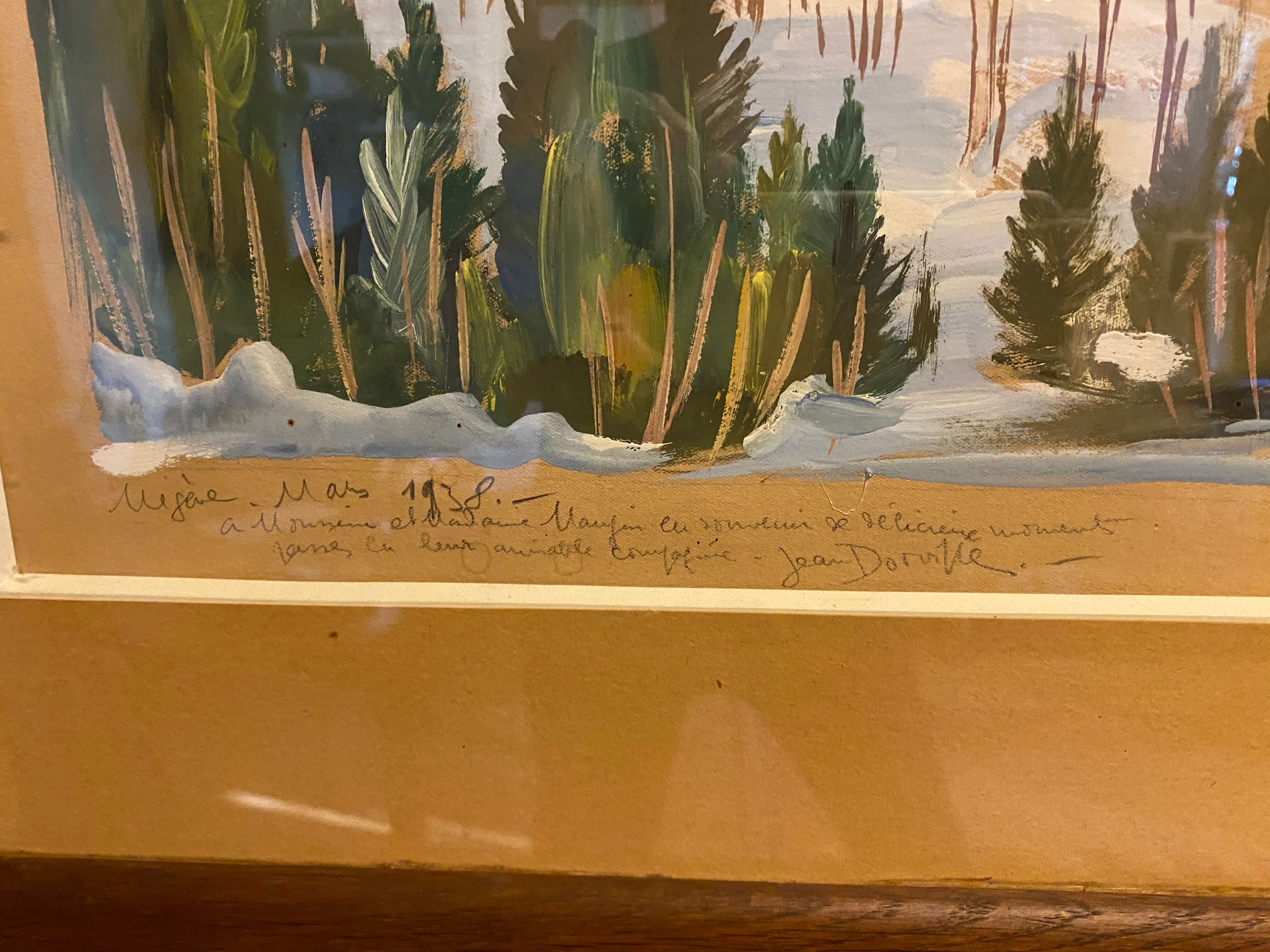 Watercolour by Jean Dorville " landscape in Megève