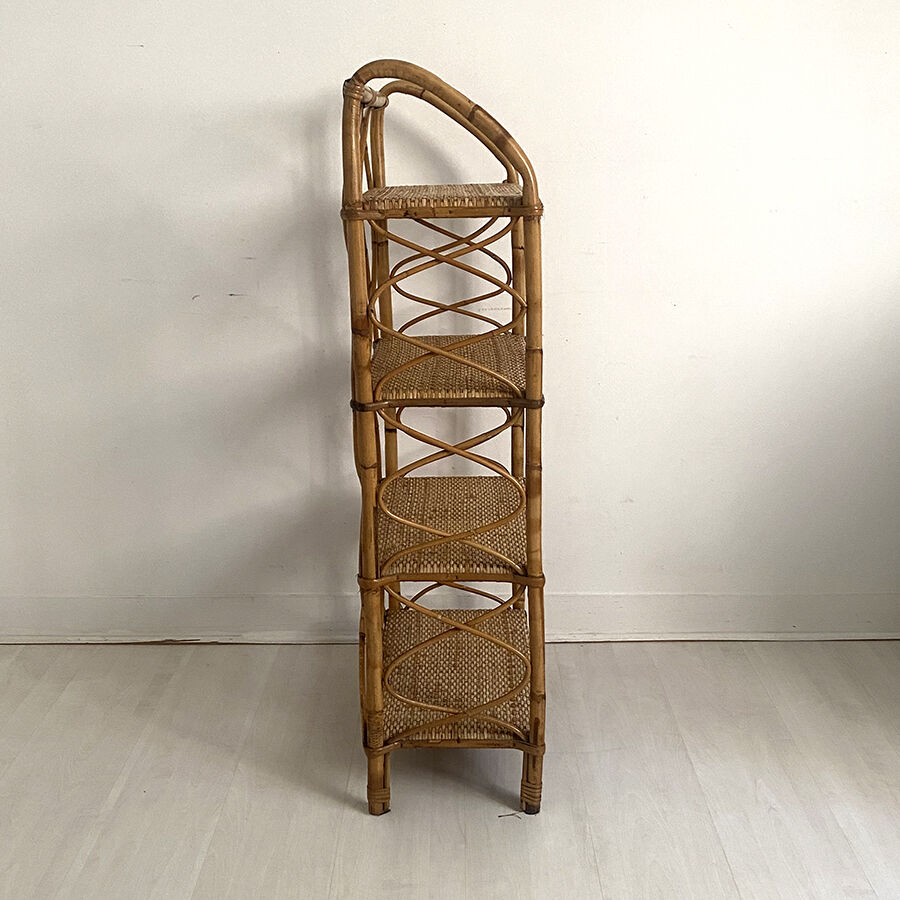 Vintage rattan shelf 60's
