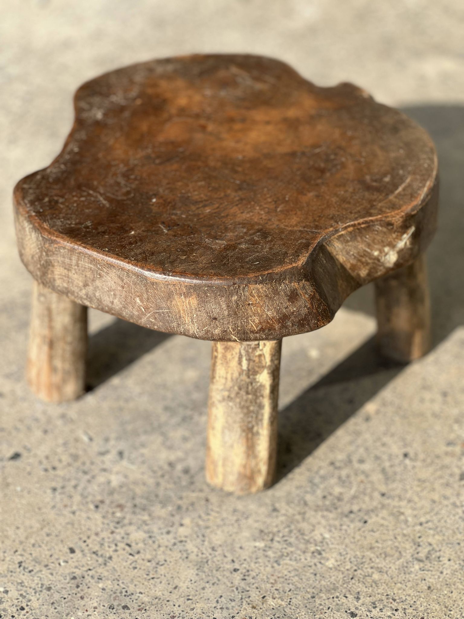 Mini low stool in upcycled old Asian teak H15 D24