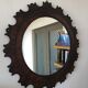 Round leather mirror, 1960s
