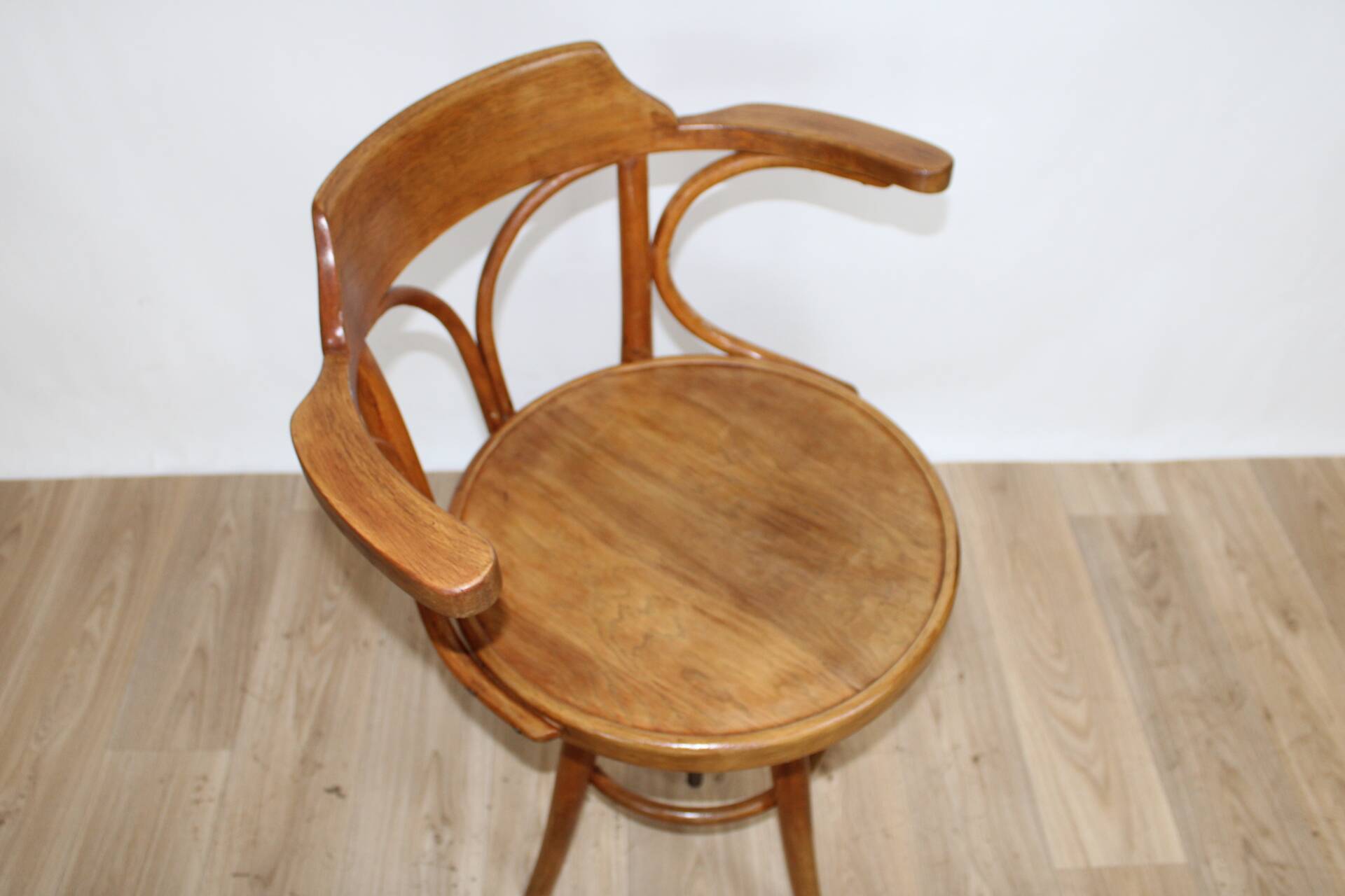 Gemla wooden swivel chair 1950 sweden
