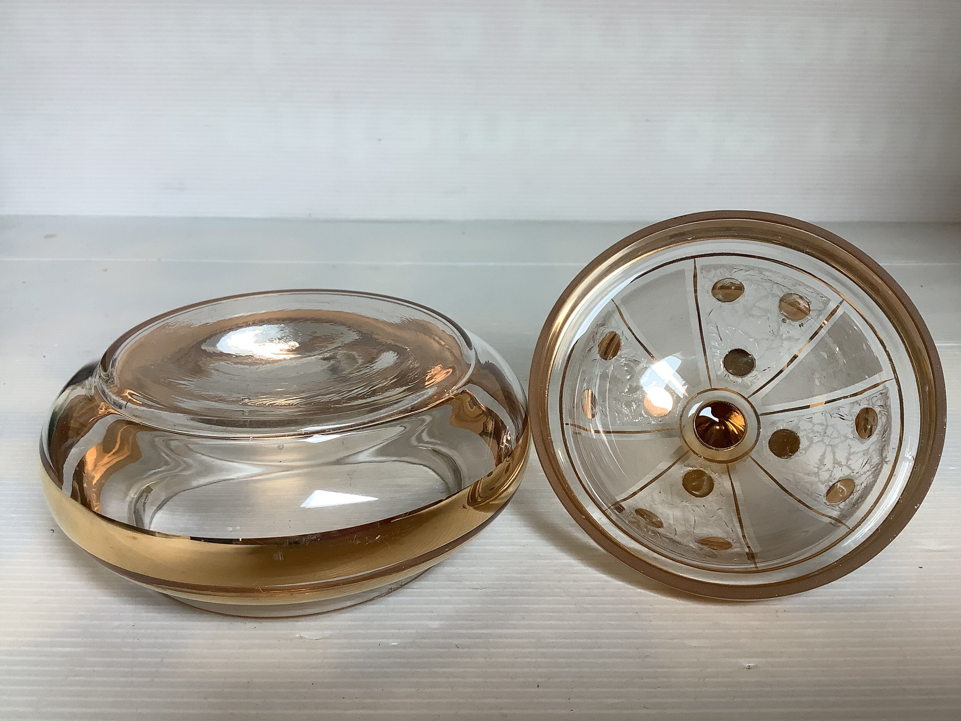 Frosted and gold glass sweet box