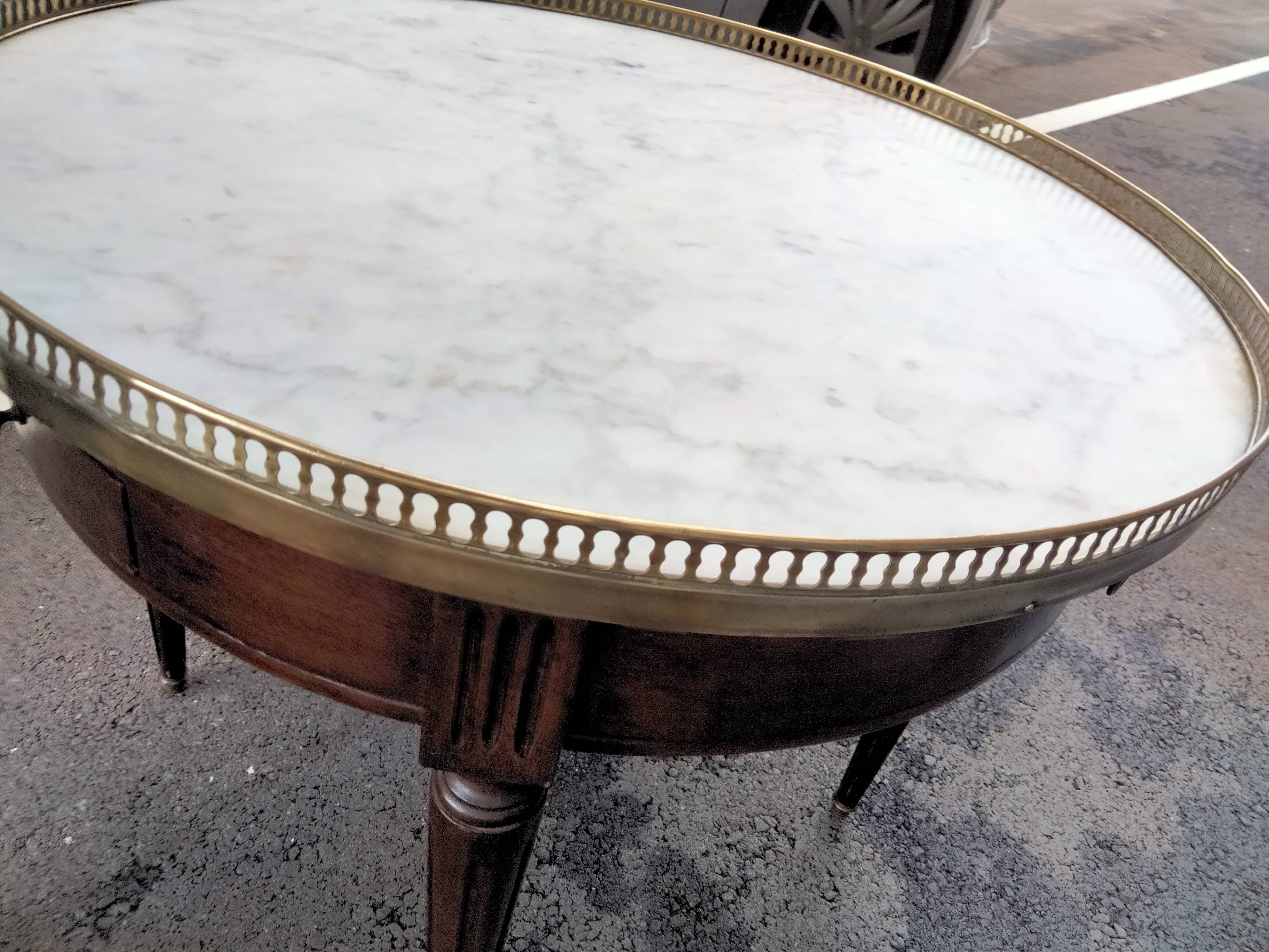 Coffee table hot water bottle marble top louis xvi old style