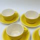 Service 10 tasses jaune Boch Belgique vintage