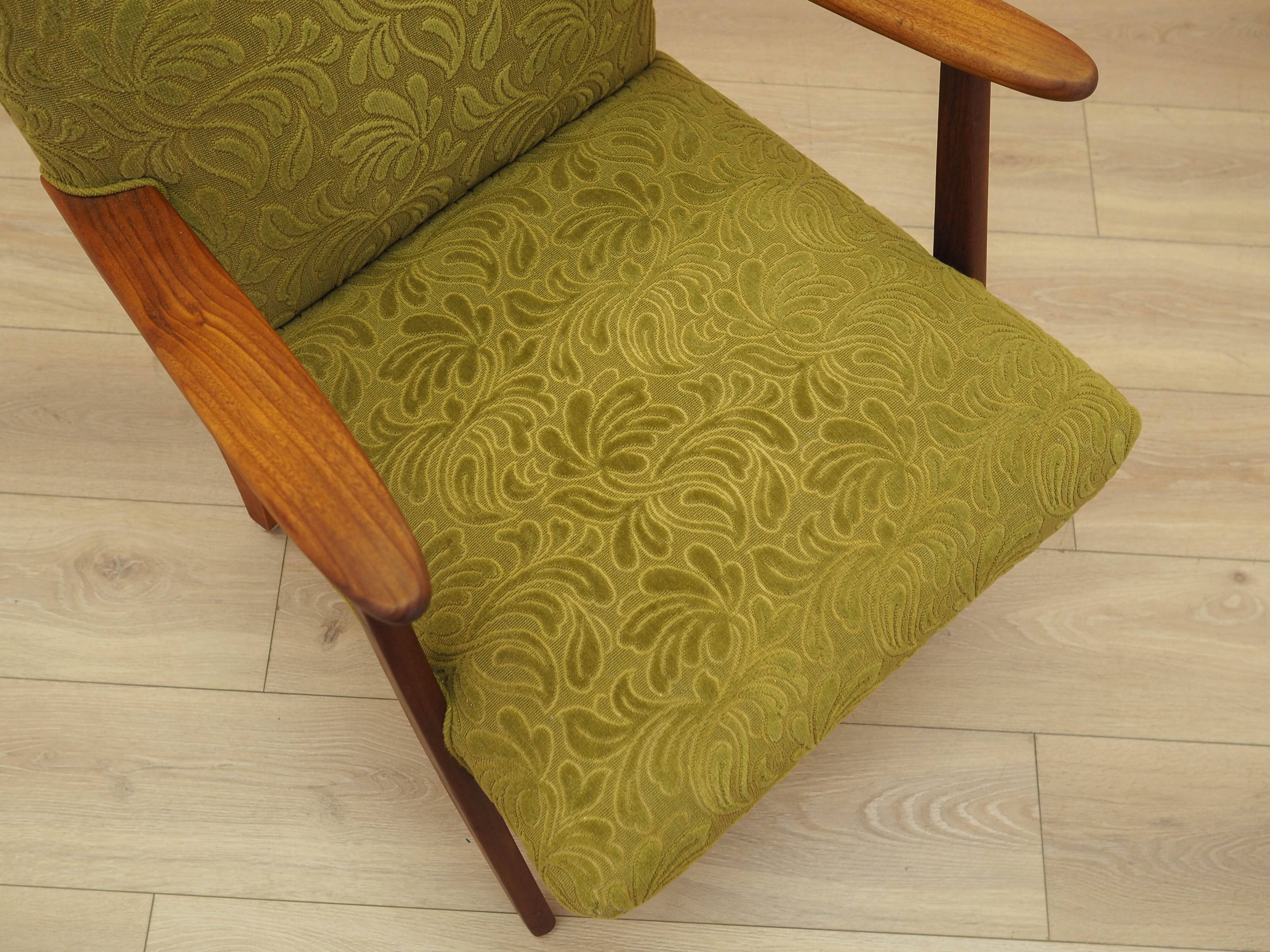 Green armchair, Danish design, 1960s, made in Denmark