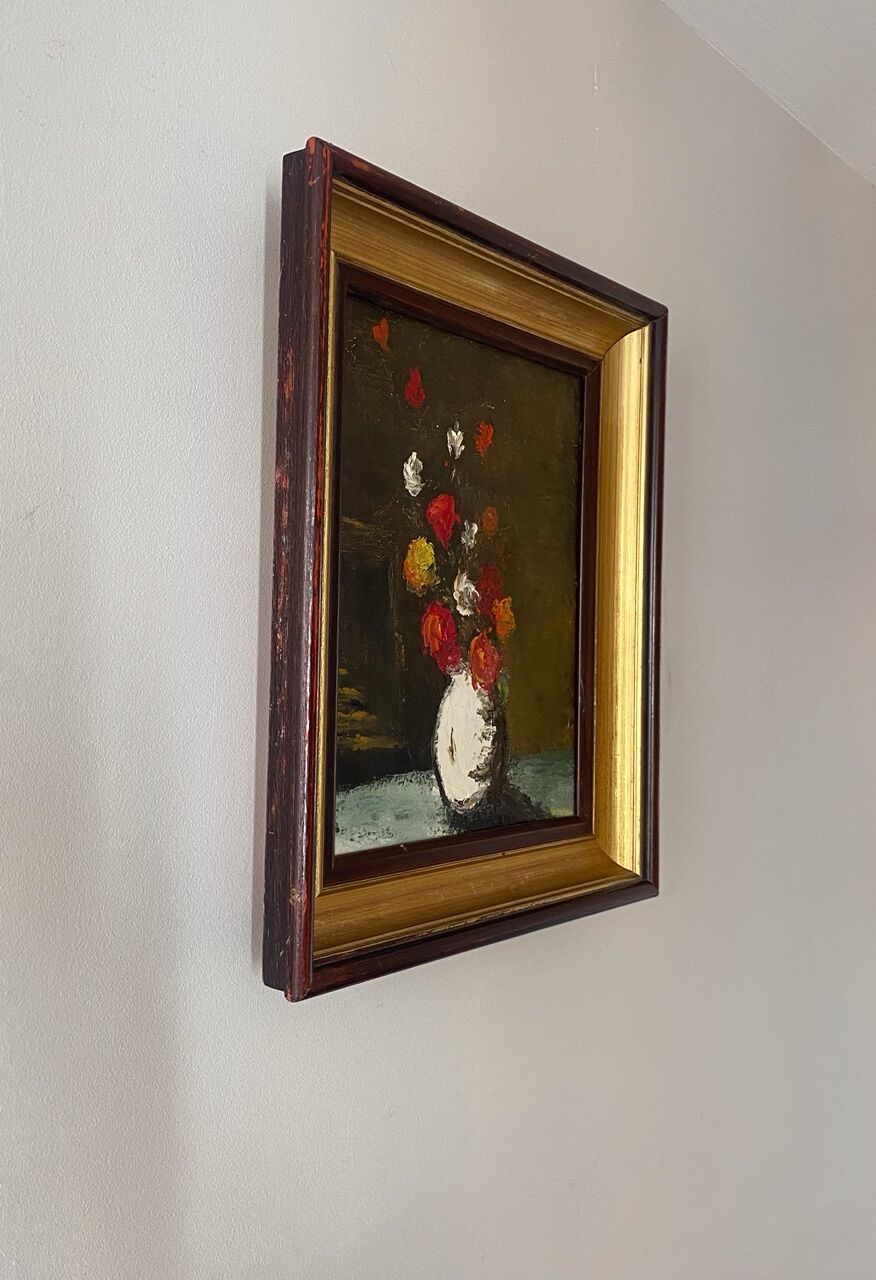 Old painting, still life with flowers signed Saint Alban, XX century