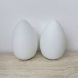 Set of 2 Vintage egg shaped opaline glass table lamp , 1970s