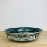 Round blue ceramic dish signed Arol Norway